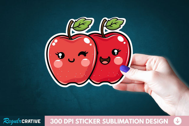 Cute Apple Couple Sticker Clipart Sublimation Regulrcrative 