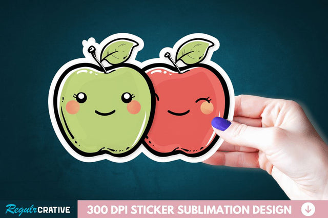 Cute Apple Couple Sticker Clipart Sublimation Regulrcrative 