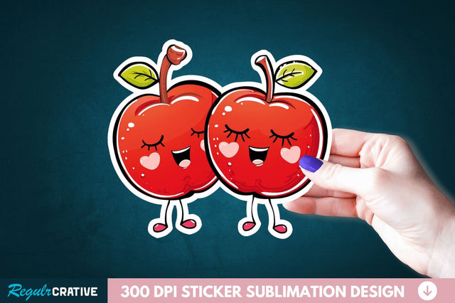 Cute Apple Couple Sticker Clipart Sublimation Regulrcrative 