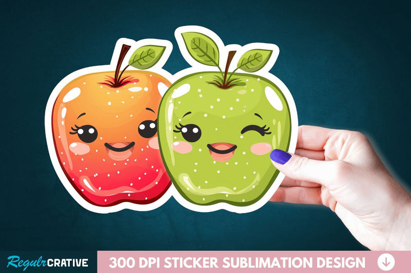 Cute Apple Couple Sticker Clipart Sublimation Regulrcrative 