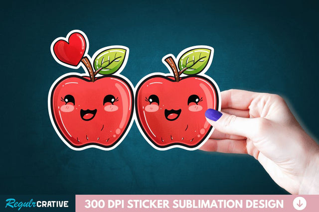 Cute Apple Couple Sticker Clipart SVG Regulrcrative 
