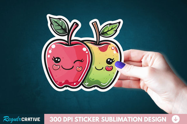Cute Apple Couple Sticker Clipart SVG Regulrcrative 