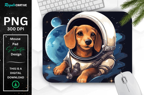 Cute Astronaunt Dog Mouse Pad Bundle Sublimation Regulrcrative 