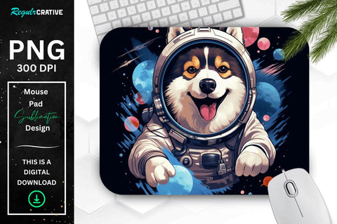 Cute Astronaunt Dog Mouse Pad Bundle Sublimation Regulrcrative 