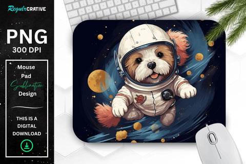 Cute Astronaunt Dog Mouse Pad Bundle Sublimation Regulrcrative 