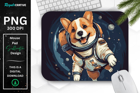 Cute Astronaunt Dog Mouse Pad Bundle Sublimation Regulrcrative 