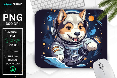Cute Astronaunt Dog Mouse Pad Bundle Sublimation Regulrcrative 