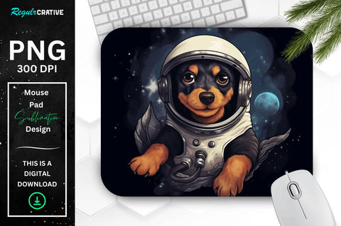 Cute Astronaunt Dog Mouse Pad Bundle Sublimation Regulrcrative 