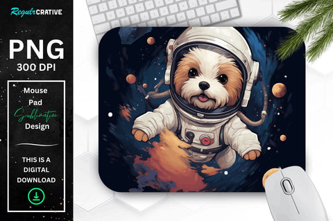 Cute Astronaunt Dog Mouse Pad Bundle Sublimation Regulrcrative 