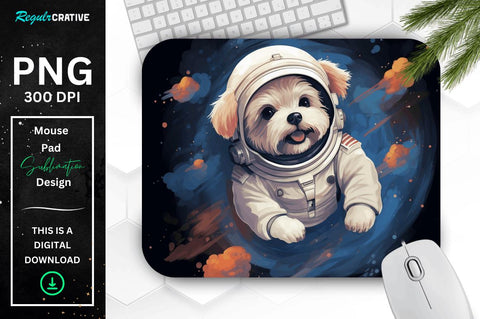 Cute Astronaunt Dog Mouse Pad Bundle Sublimation Regulrcrative 