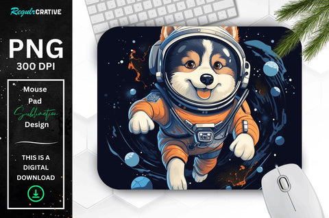 Cute Astronaunt Dog Mouse Pad Bundle Sublimation Regulrcrative 