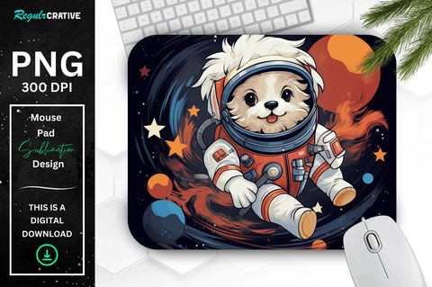 Cute Astronaunt Dog Mouse Pad Bundle Sublimation Regulrcrative 