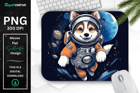 Cute Astronaunt Dog Mouse Pad Bundle Sublimation Regulrcrative 