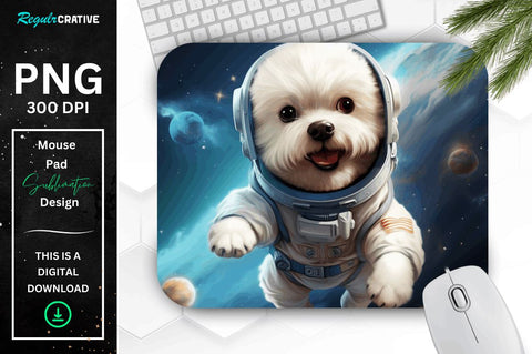 Cute Astronaunt Dog Mouse Pad Bundle Sublimation Regulrcrative 