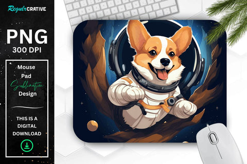 Cute Astronaunt Dog Mouse Pad Bundle Sublimation Regulrcrative 