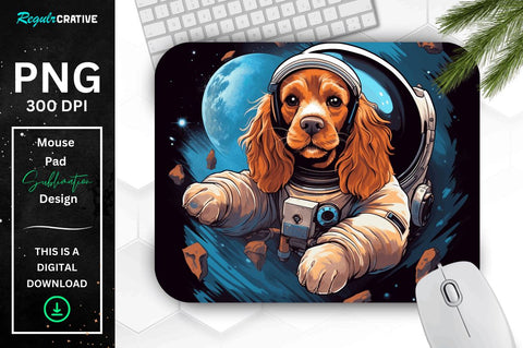 Cute Astronaunt Dog Mouse Pad Bundle Sublimation Regulrcrative 