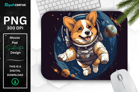 Cute Astronaunt Dog Mouse Pad Bundle Sublimation Regulrcrative 