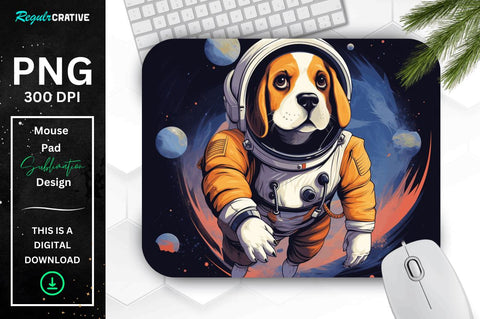 Cute Astronaunt Dog Mouse Pad Bundle Sublimation Regulrcrative 