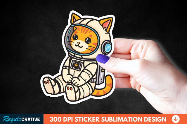 Cute Astronaut Cat Sticker Clipart Sublimation Regulrcrative 