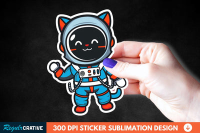Cute Astronaut Cat Sticker Clipart Sublimation Regulrcrative 