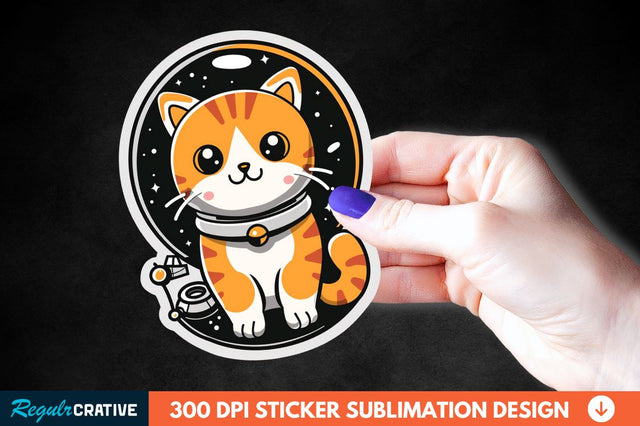 Cute Astronaut Cat Sticker Clipart Sublimation Regulrcrative 