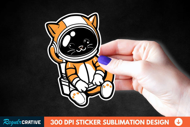 Cute Astronaut Cat Sticker Clipart Sublimation Regulrcrative 