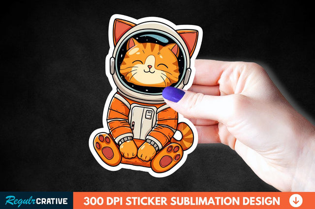 Cute Astronaut Cat Sticker Clipart Sublimation Regulrcrative 