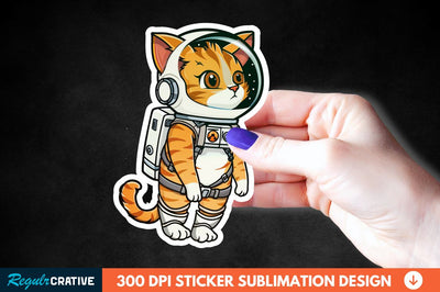 Cute Astronaut Cat Sticker Clipart Sublimation Regulrcrative 