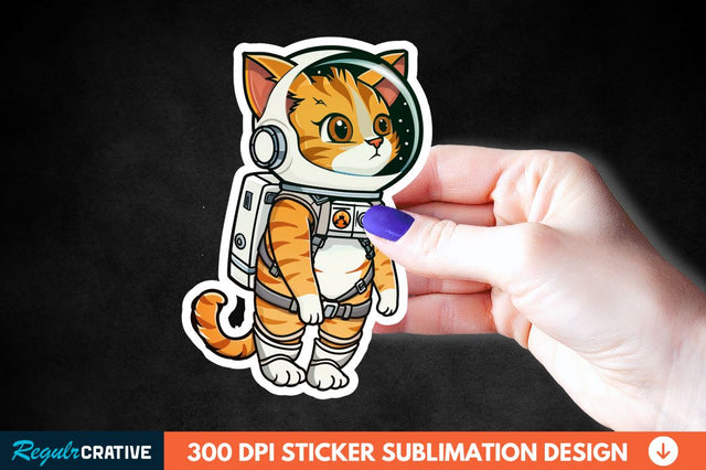 Cute Astronaut Cat Sticker Clipart Sublimation Regulrcrative 