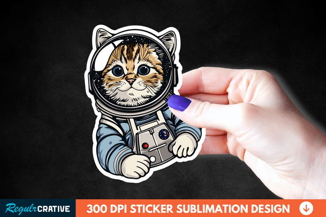Cute Astronaut Cat Sticker Clipart Sublimation Regulrcrative 