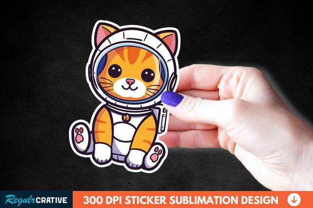 Cute Astronaut Cat Sticker Clipart Sublimation Regulrcrative 