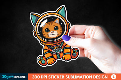 Cute Astronaut Cat Sticker Clipart Sublimation Regulrcrative 