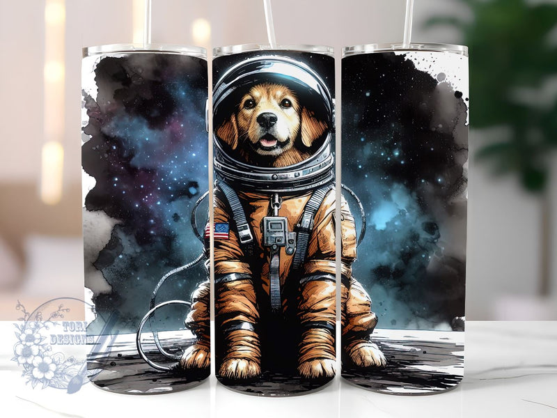 Cute Astronaut Space Dog 20 oz Skinny Tumbler Sublimation Design, Space Dog Tumbler Png, Straight & Tapered Tumbler Wrap, Instant Digital Download Sublimation ToriDesigns 