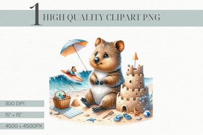 Cute Australian Animal Illustration, Quokka Clipart PNG Sublimation BijouBay 