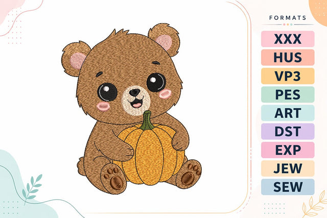 Cute Autumn Bear Embroidery Design Embroidery/Applique DESIGNS sg embroidery 