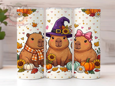 Cute Autumn Capybara 20oz Tumbler, Cute Autumn Capybara, 20oz Tumbler Wrap, Sublimation Design, Fall Capybara PNG, Capybara Tumbler Wrap, Autumn Tumbler Design, Digital Download Sublimation Lara' s Designs 