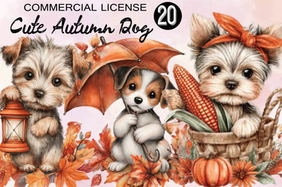 Cute Autumn Dog Sublimation Clipart Sublimation SVGArt 