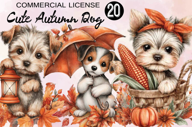 Cute Autumn Dog Sublimation Clipart Sublimation SVGArt 