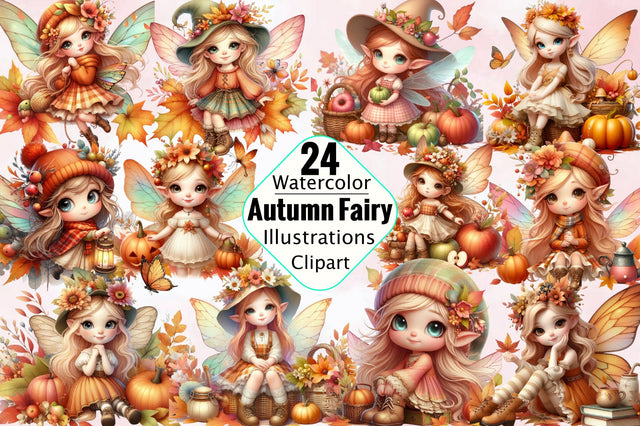 Cute Autumn Fairy Sublimation Clipart Bundle Sublimation SVGArt 