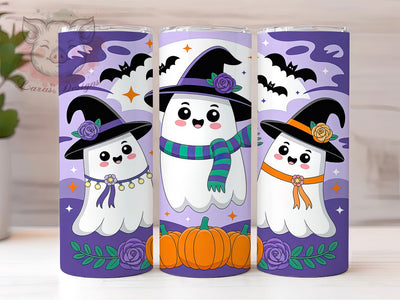 Cute Autumn Ghost Halloween Tumbler Wrap, Spooky Autumn Wrap, Halloween Sublimation PNG, Fall Ghost Cup, Cozy Halloween Design, 20OZ Tumbler Wrap, Autumn Pumpkin Ghost Sublimation Lara' s Designs 