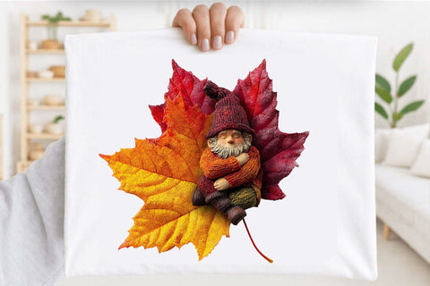 Cute Autumn Gnome PNG Clipart Bundle. Sublimation SVGArt 