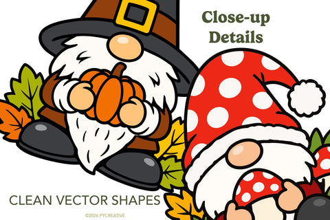 Cute Autumn Gnomes Clipart SVG PNG SVG Patty Young Creative 