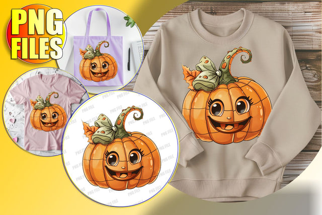 Cute Autumn Pumpkin Clipart with Bow - Sublimation PNG Sublimation afrosvg 