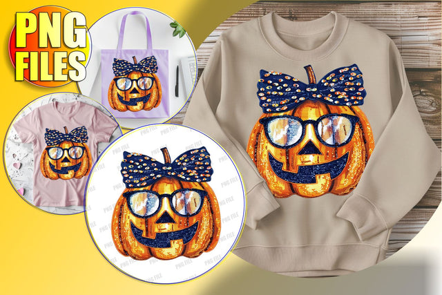 Cute Autumn Pumpkin Clipart with Bow - Sublimation PNG Sublimation afrosvg 