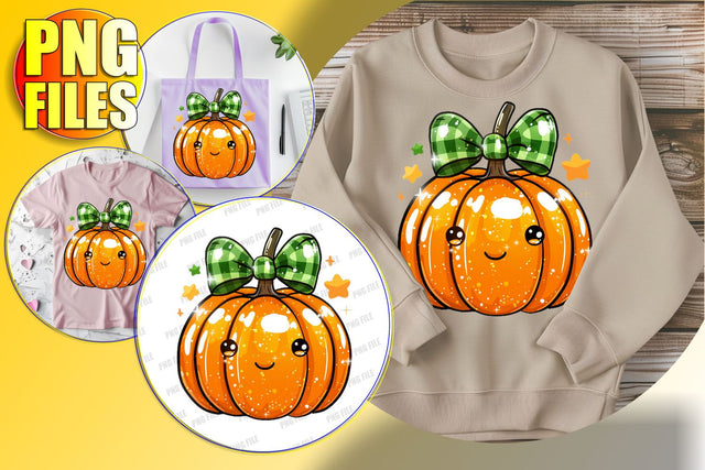 Cute Autumn Pumpkin Design for Sublimation - Coquette Bow Sublimation afrosvg 