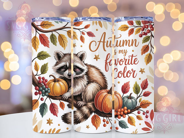 Cute Autumn Raccoon Fall Tumbler, Favorite Color Wrap, 20oz Sublimation, Fall Raccoon Cup, Cute Animal Mug, Autumn Animal Tumbler, Cozy Fall Drinkware Sublimation SvggirlplusArt 