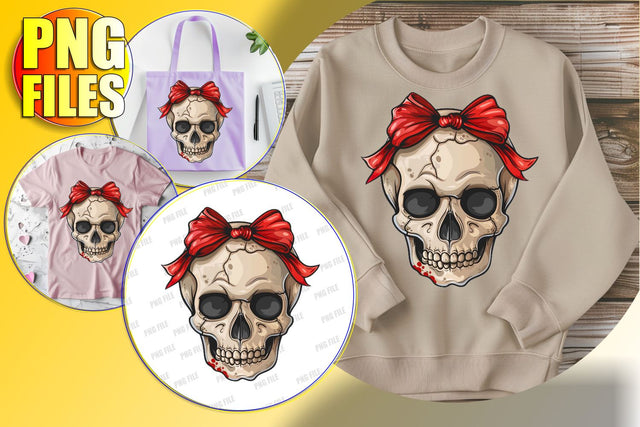 Cute Autumn Skull Clipart for Sublimation - Coquette Bow Sublimation afrosvg 