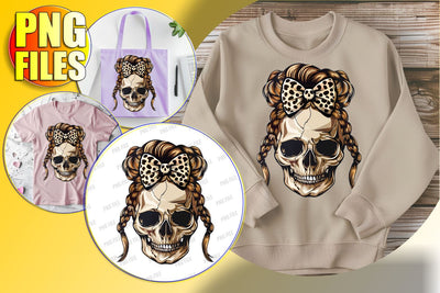 Cute Autumn Skull Design for Sublimation - Coquette Bow Sublimation afrosvg 