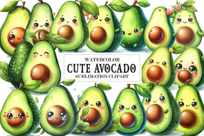Cute Avocado Sublimation Bundle Sublimation SVGista 