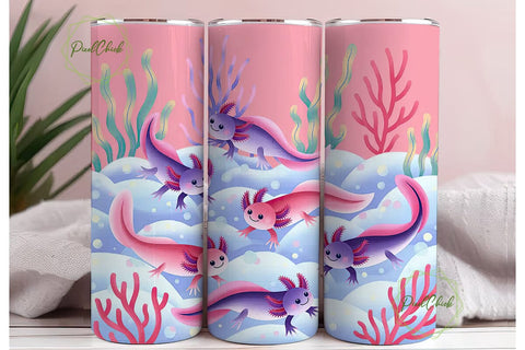 Cute Axolotl 20oz Tumbler Wrap Sublimation PixelChick 